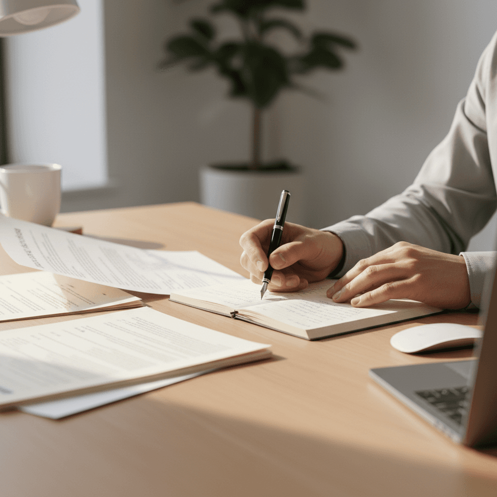 Hands signing shipping paperwork on a clipboard